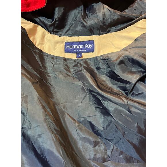 VTG women's Herman Kay wool red blend wool toggle‎ car coat 8 - Picture 10 of 12